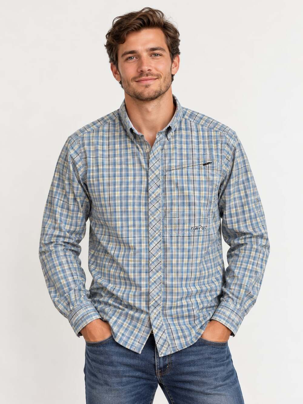 Orvis Trout Bum Men’s M Plaid Performance Fly Fishing Shirt Long Sleeve Ventilat